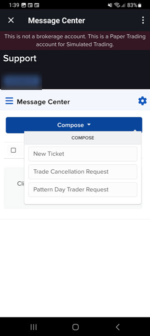 The compose options on the Android Phone